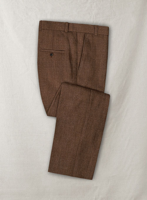 Italian Linen Farm Brown Pants - StudioSuits