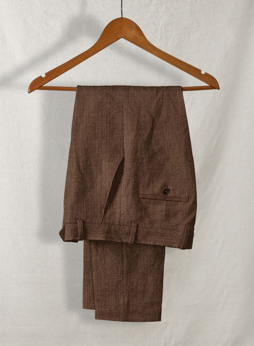 Italian Linen Farm Brown Pants - StudioSuits
