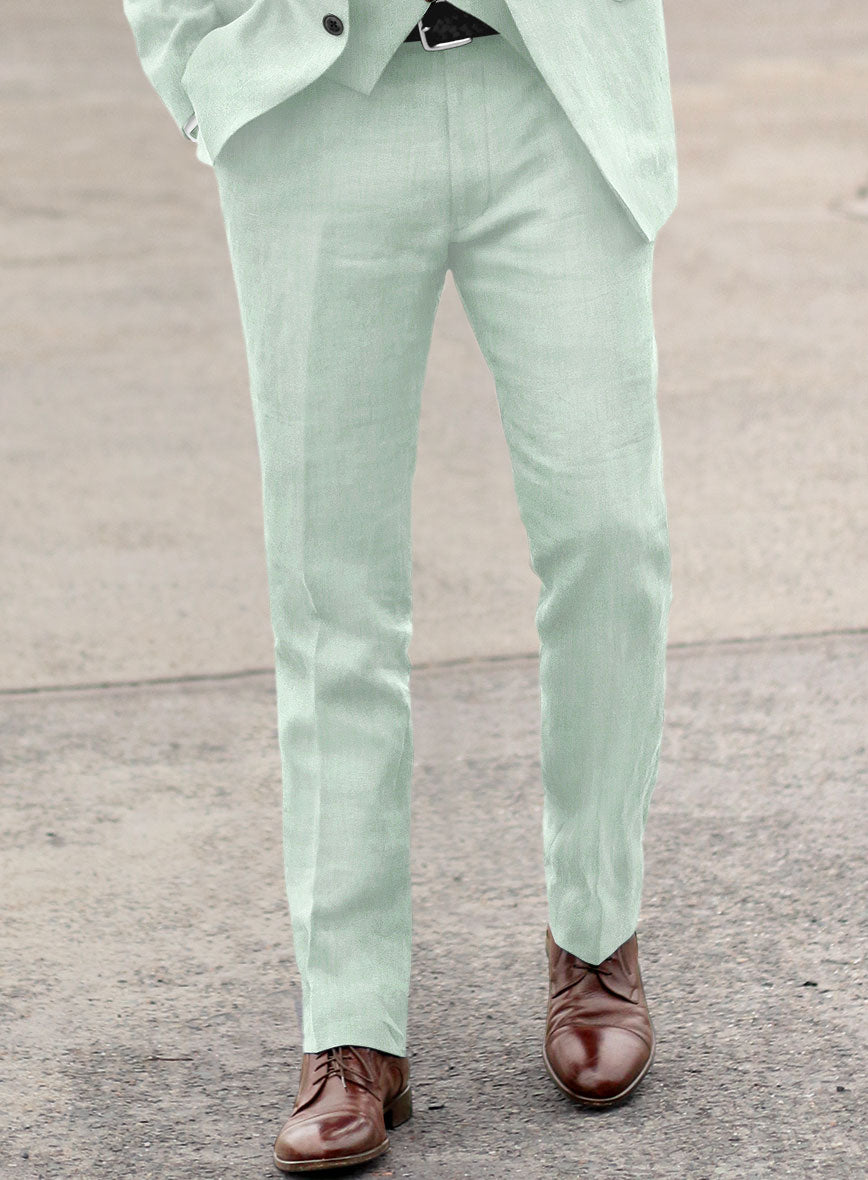 Italian Linen Honeydew Green Pants - StudioSuits