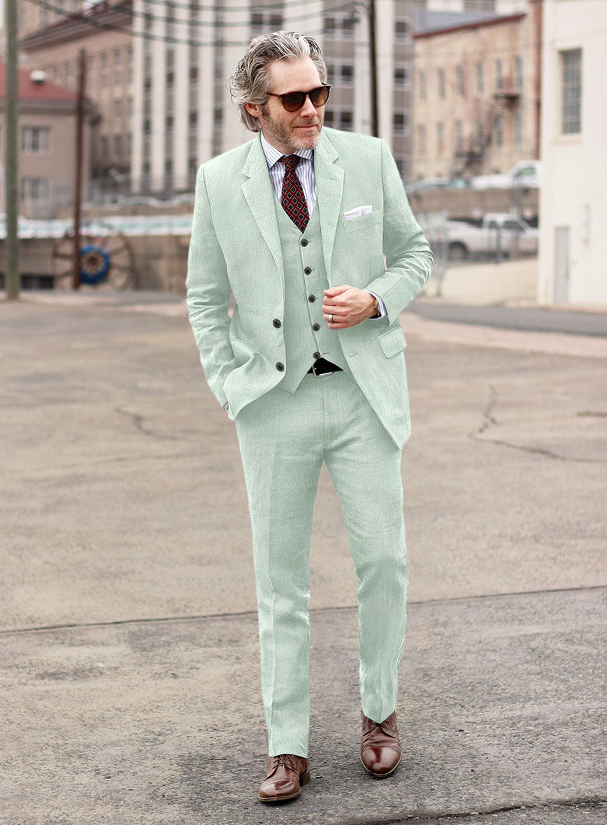 Italian Linen Honeydew Green Suit - StudioSuits
