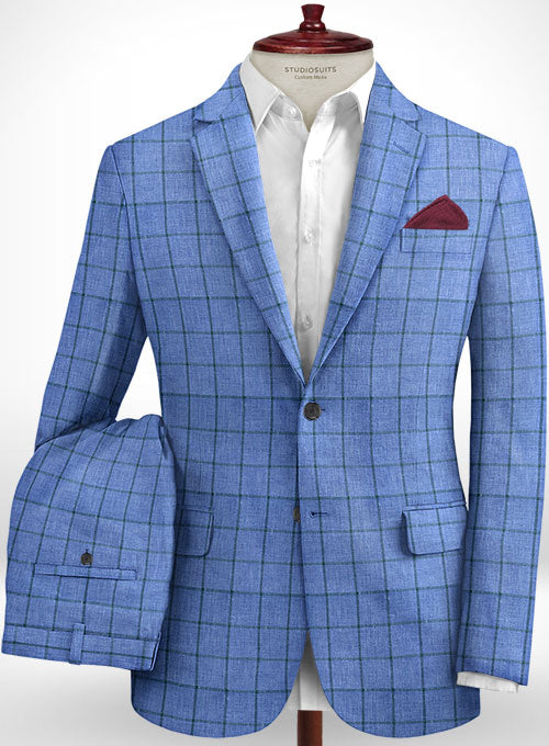 Italian Linen Lapis Blue Suit - StudioSuits