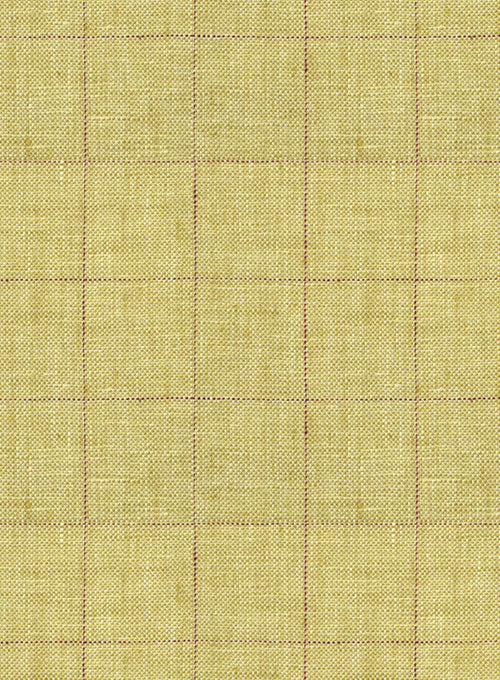 Italian Linen Lomna Yellow Checks Pants - StudioSuits
