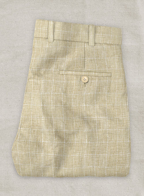 Italian Linen Lusso Beige Pants - StudioSuits