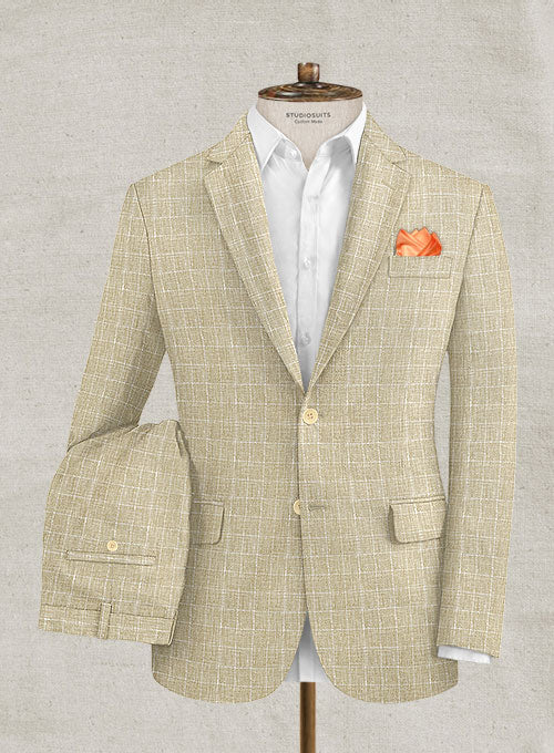 Italian Linen Lusso Beige Suit - StudioSuits