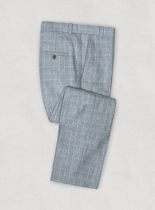 Italian Linen Lusso Cadet Blue Pants - StudioSuits