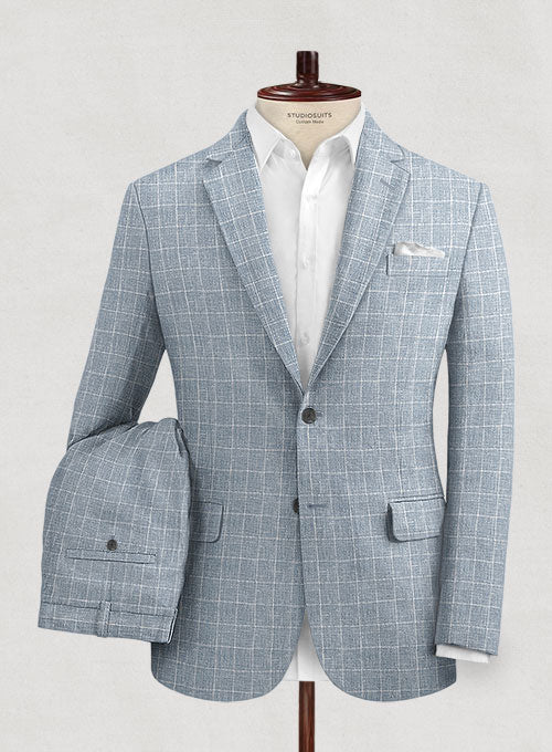 Italian Linen Lusso Cadet Blue Suit - StudioSuits