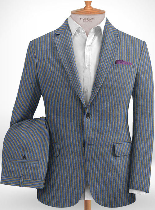 Italian Linen Marine Blue Suit - StudioSuits