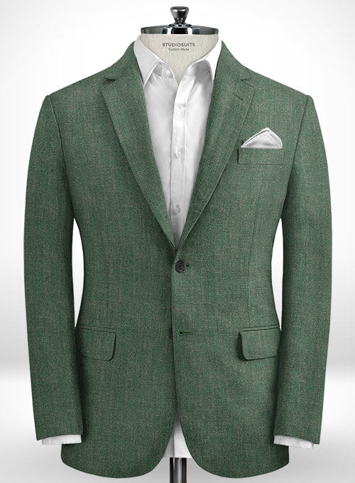 Italian Linen Melange Green Jacket - StudioSuits