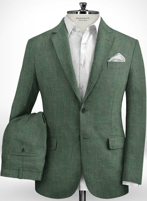 Italian Linen Melange Green Suit - StudioSuits