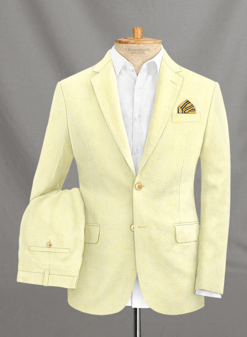 Italian Linen Melon Yellow Suit - StudioSuits