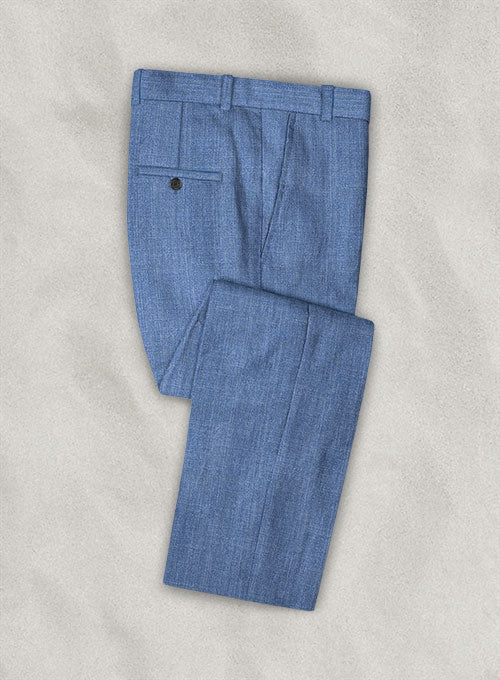 Italian Linen Milled Indigo Blue Pants - StudioSuits
