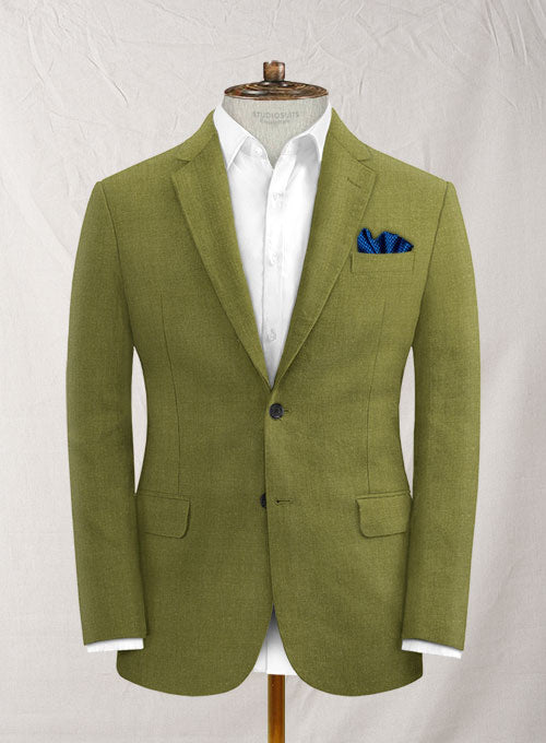 Italian Linen Moss Green Jacket - StudioSuits