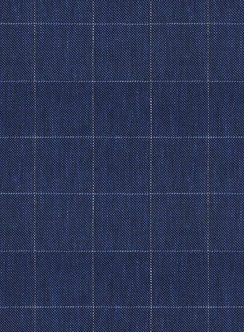 Italian Linen Oxford Blue Checks Suit - StudioSuits