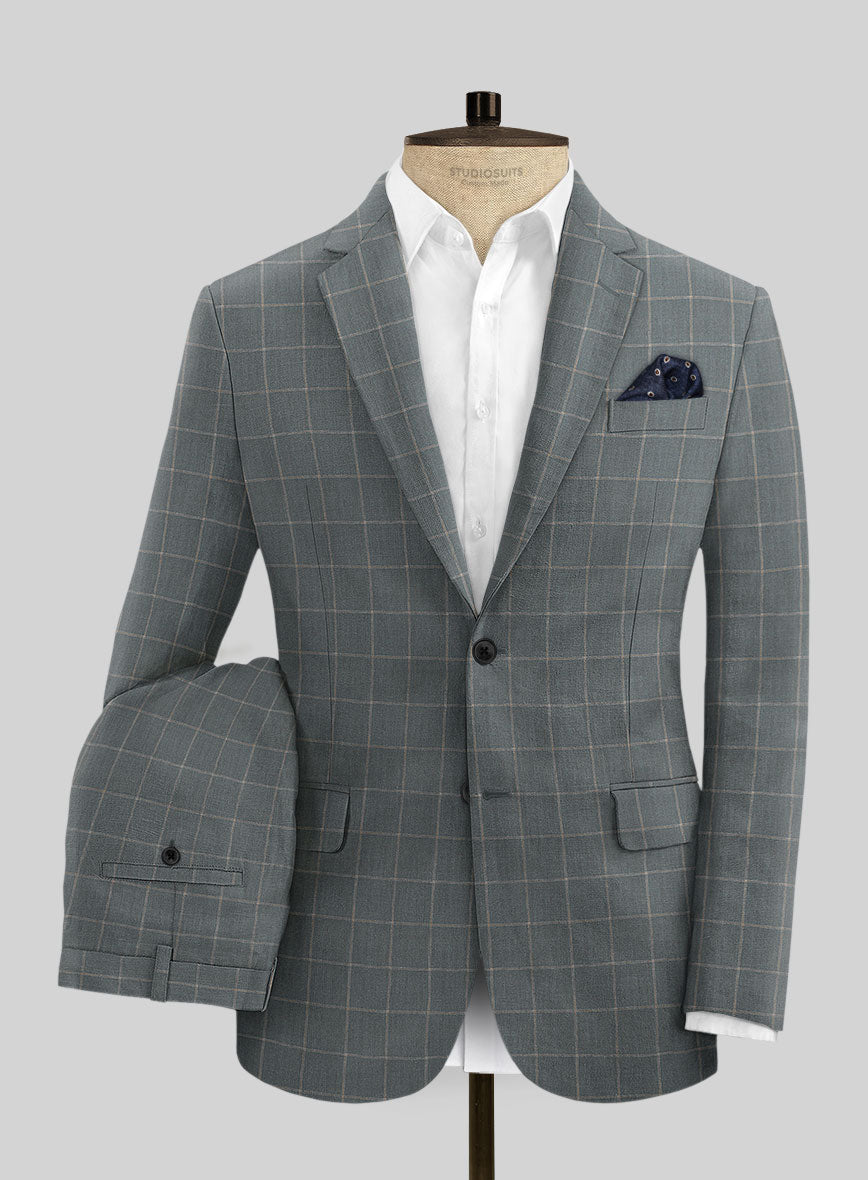 Italian Linen Permin Checks Suit - StudioSuits