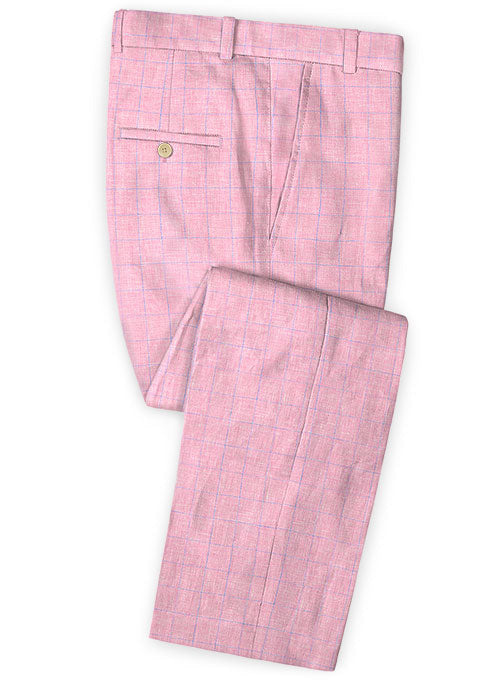 Italian Linen Pink Box Pants - StudioSuits