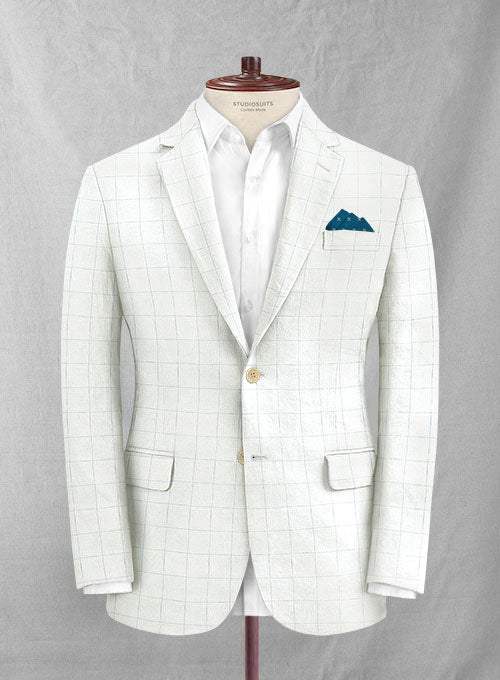 Italian Linen Ramoti Ivory Checks Suit - StudioSuits