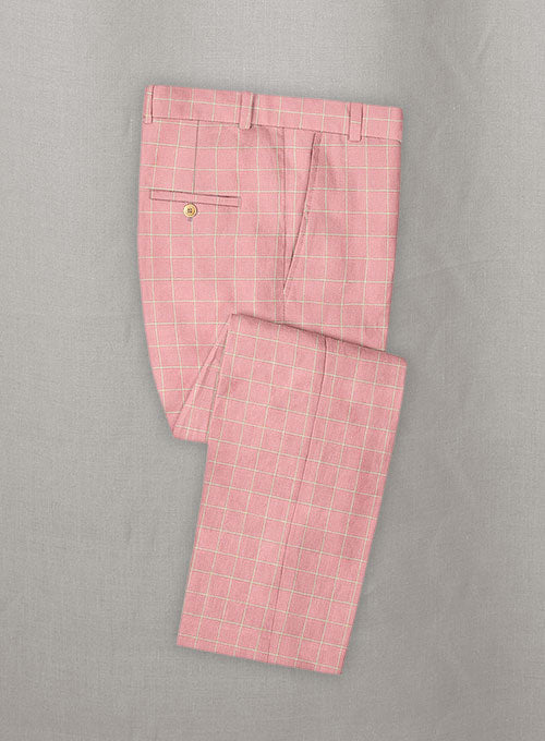 Italian Linen Riea Checks Pants - StudioSuits