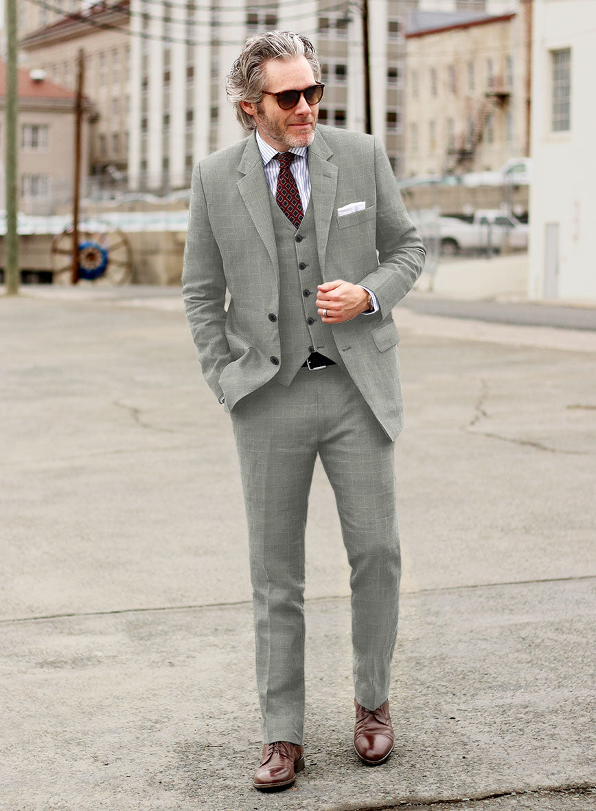 Italian Linen Robin Gray Checks Suit - StudioSuits