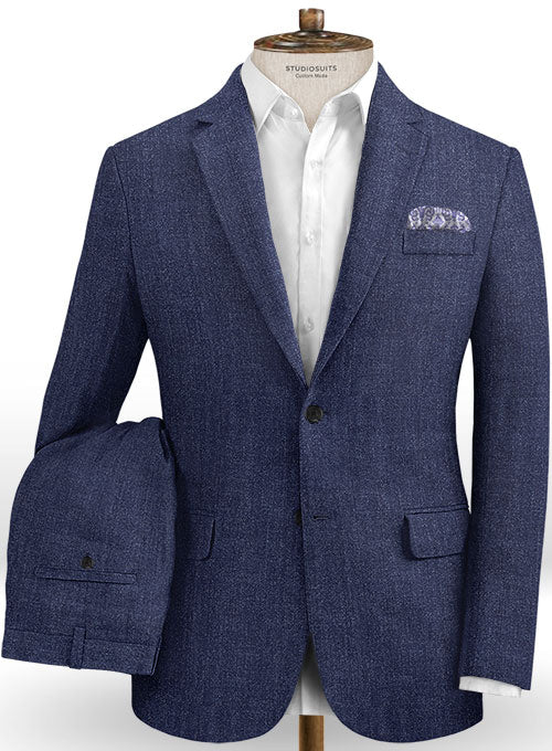 Italian Linen Spezia Blue Suit - StudioSuits