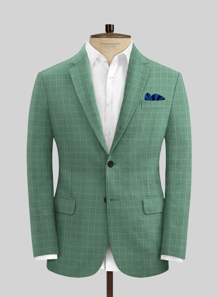 Italian Linen Robin Green Checks Suit - StudioSuits