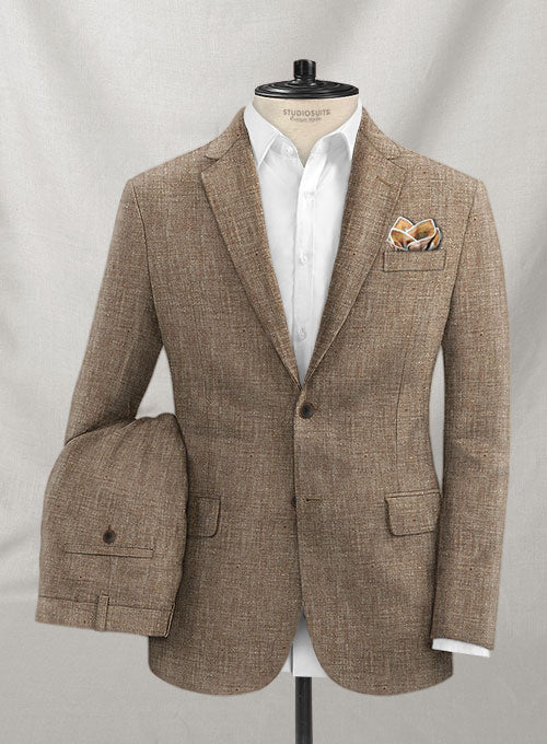 Italian Linen Milled Light Brown Suit - StudioSuits