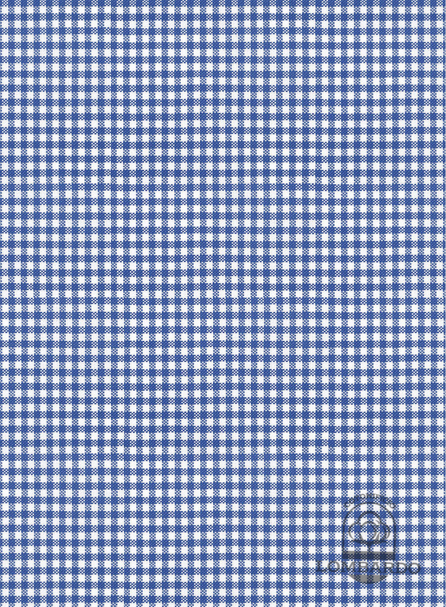 Italian Lombardo Azure Blue Checks Shirt - StudioSuits