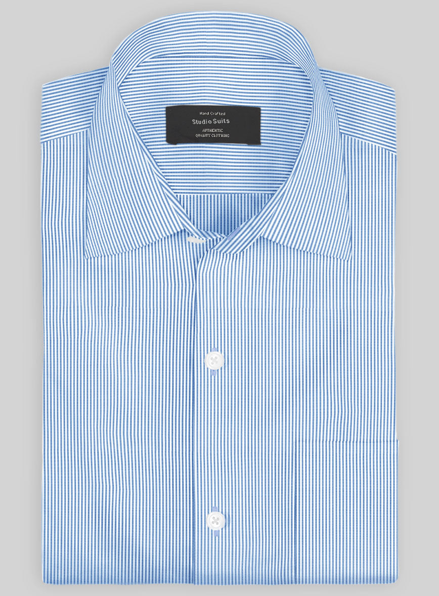 Italian Lombardo Candy Blue Stripes Shirt - StudioSuits