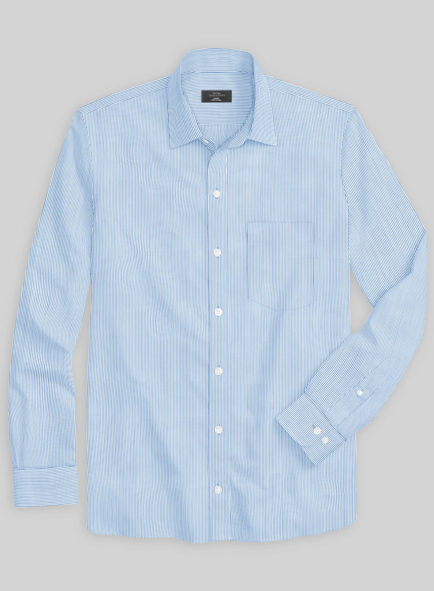Italian Lombardo Candy Blue Stripes Shirt - StudioSuits