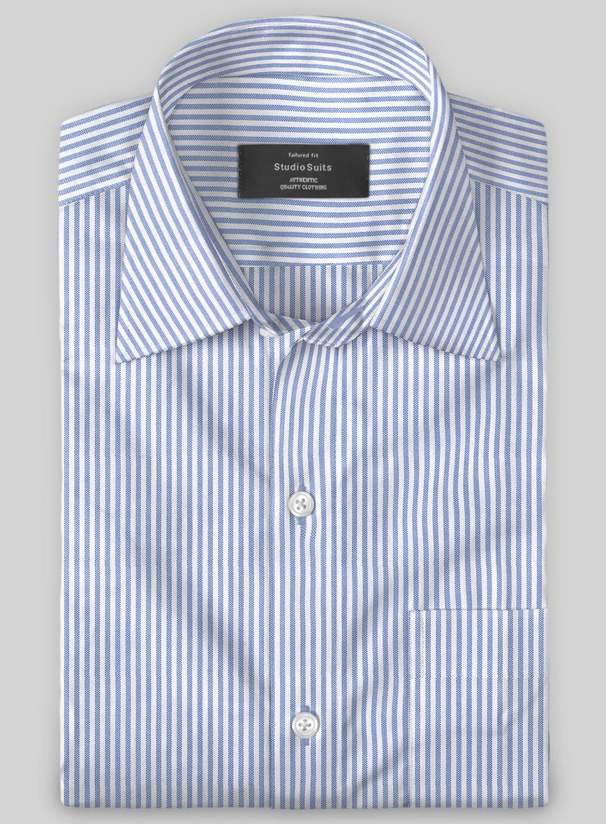 Italian Lombardo Light Blue Stripes Shirt - StudioSuits
