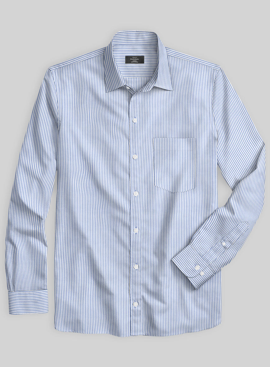Italian Lombardo Light Blue Stripes Shirt – StudioSuits