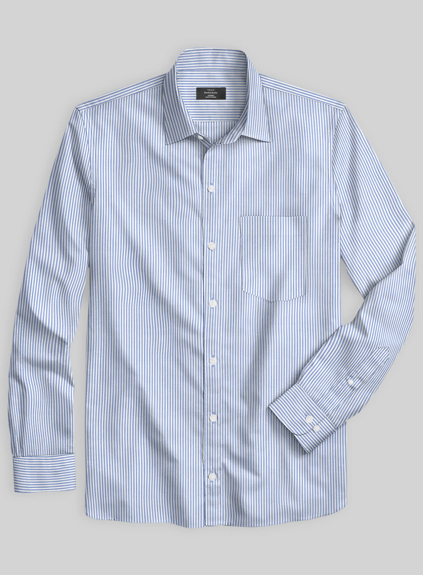 Italian Lombardo Light Blue Stripes Shirt - StudioSuits