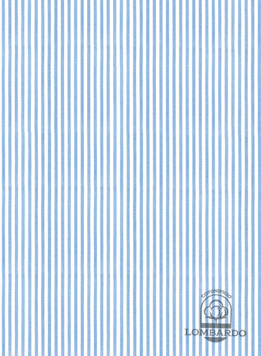 Italian Lombardo Mini Ice Blue Stripes Shirt - StudioSuits