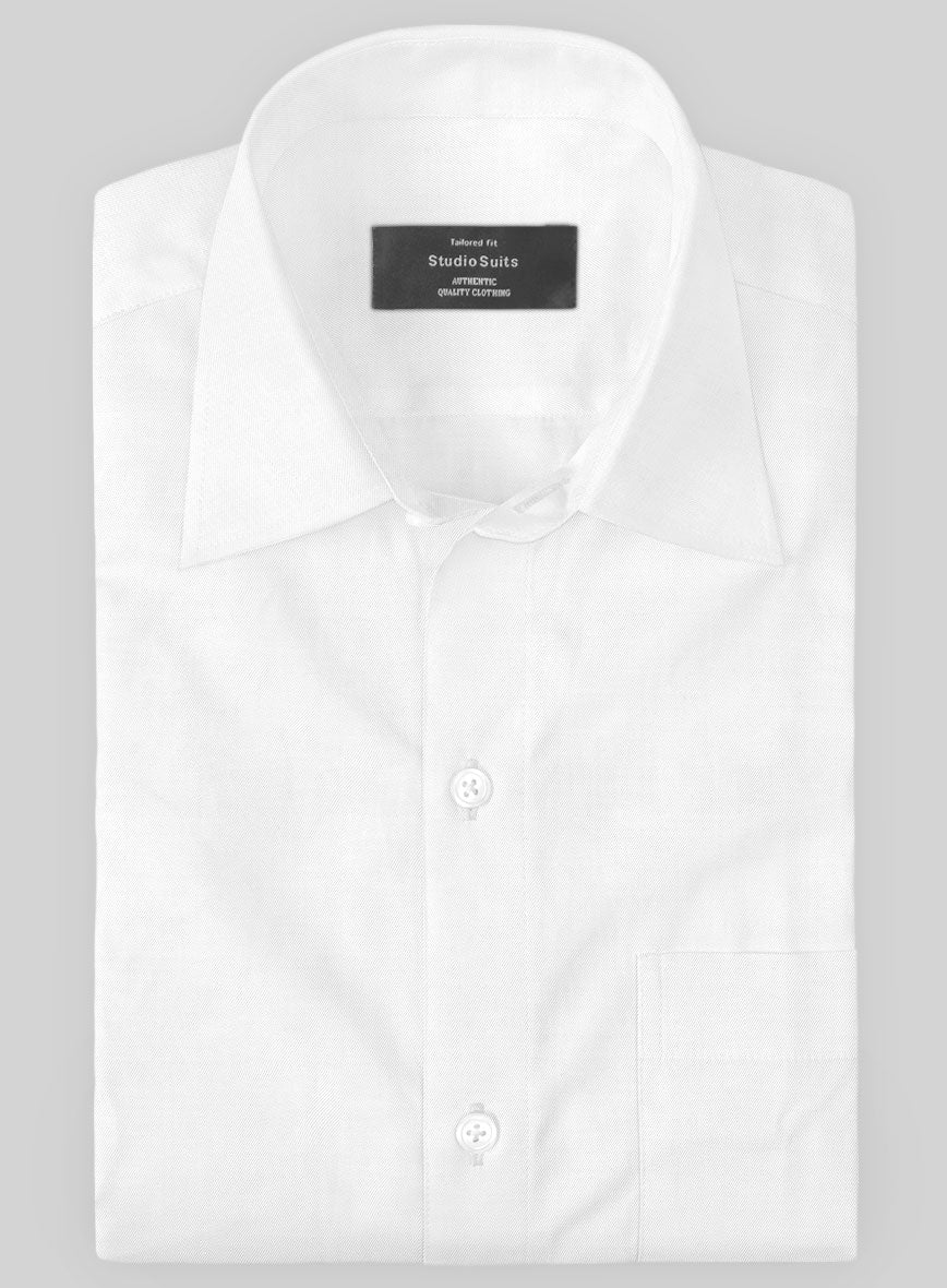 Italian Lombardo Powder White Shirt - StudioSuits
