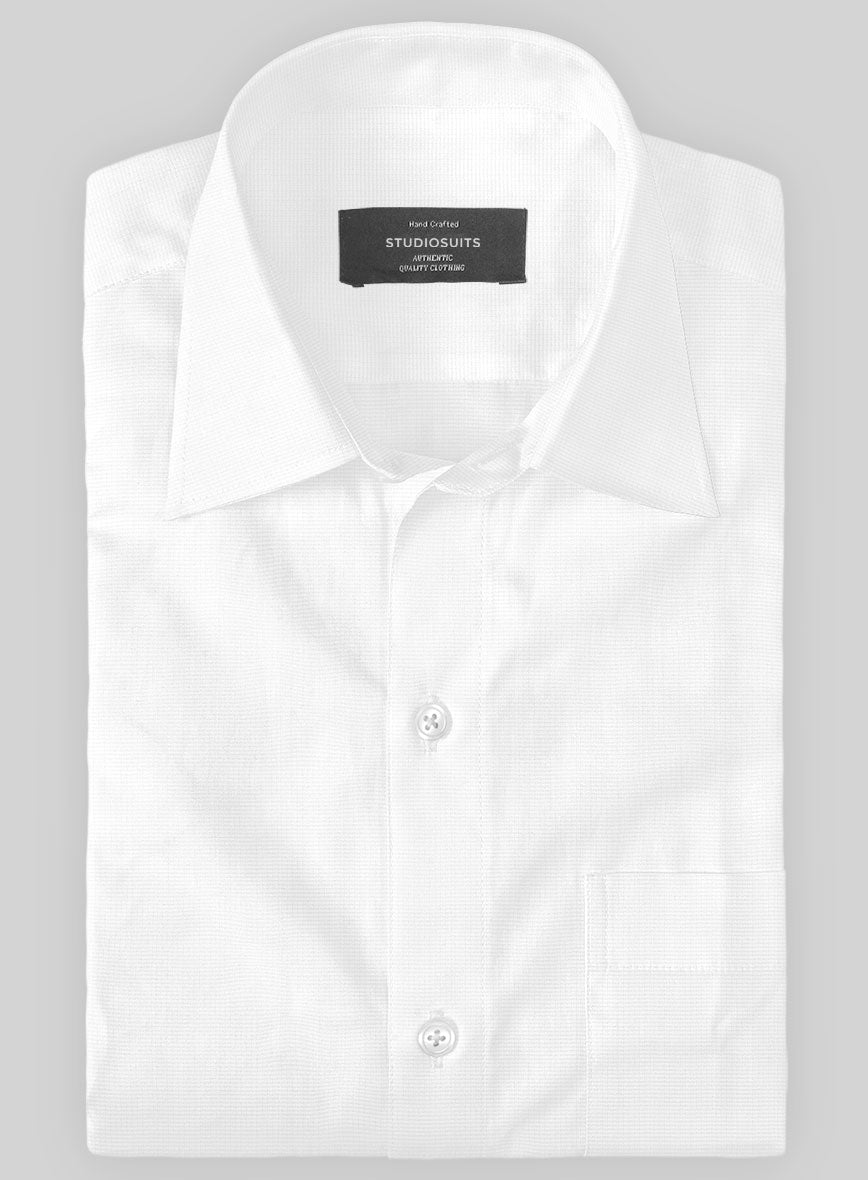 Italian Lombardo White Self Check Shirt - StudioSuits