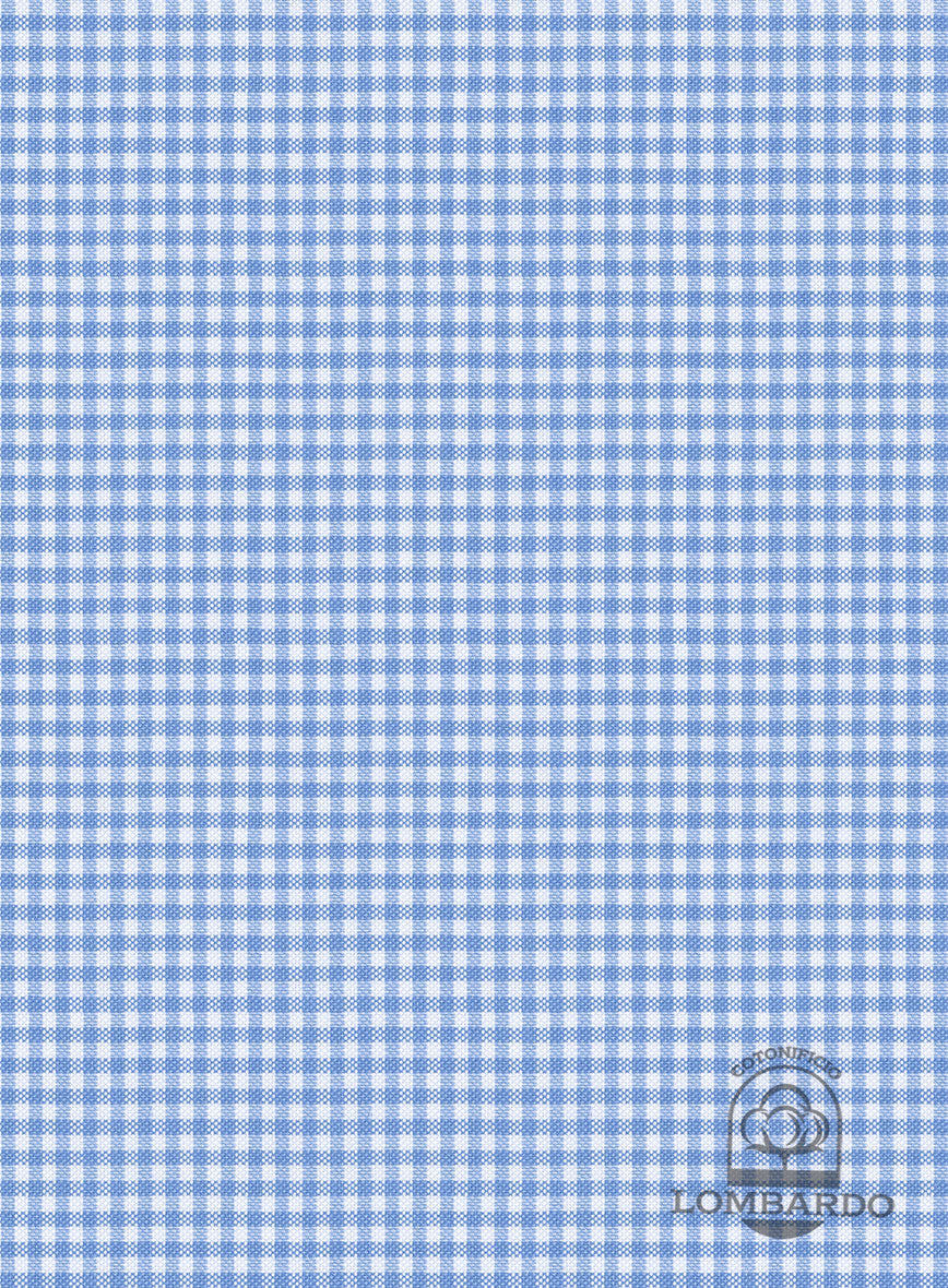 Italian Lombardo Sky Blue Checks Shirt - StudioSuits
