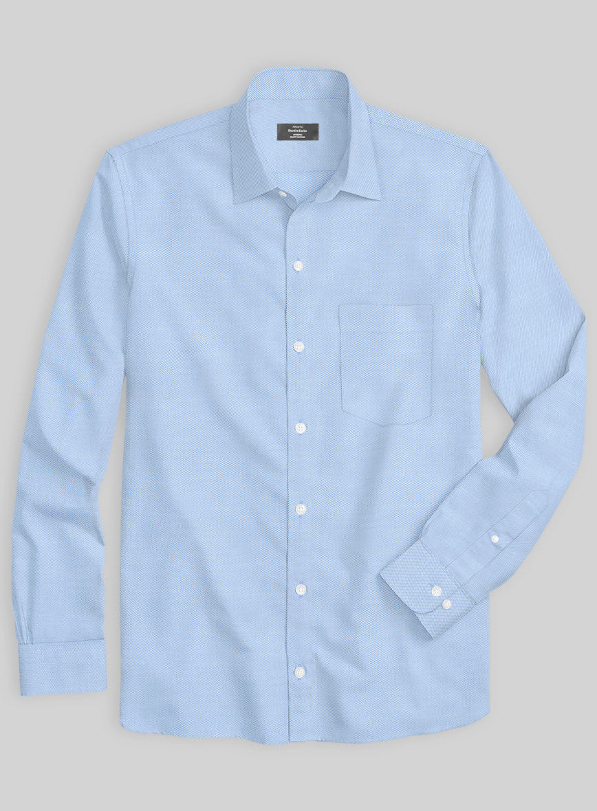 Italian Lombardo Twill Picton Blue Shirt - StudioSuits