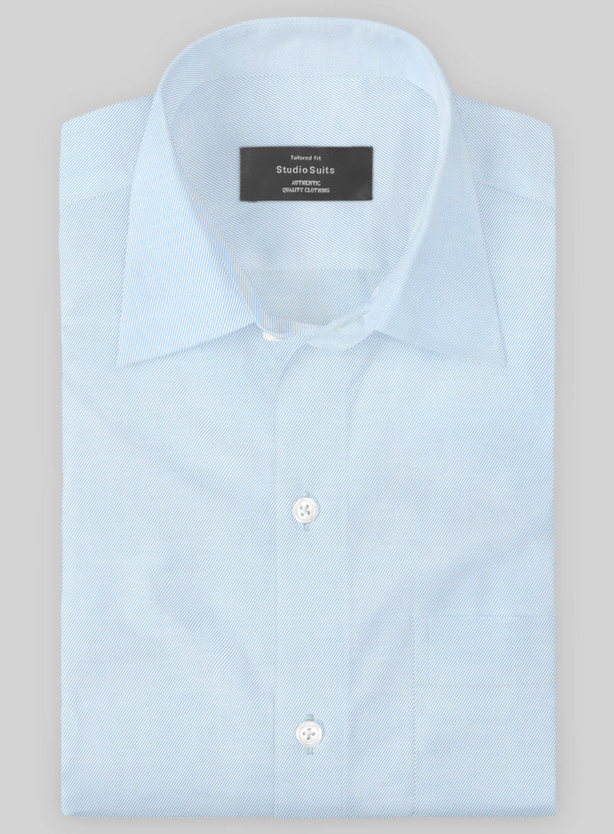 Italian Lombardo Twill Sky Blue Shirt - StudioSuits