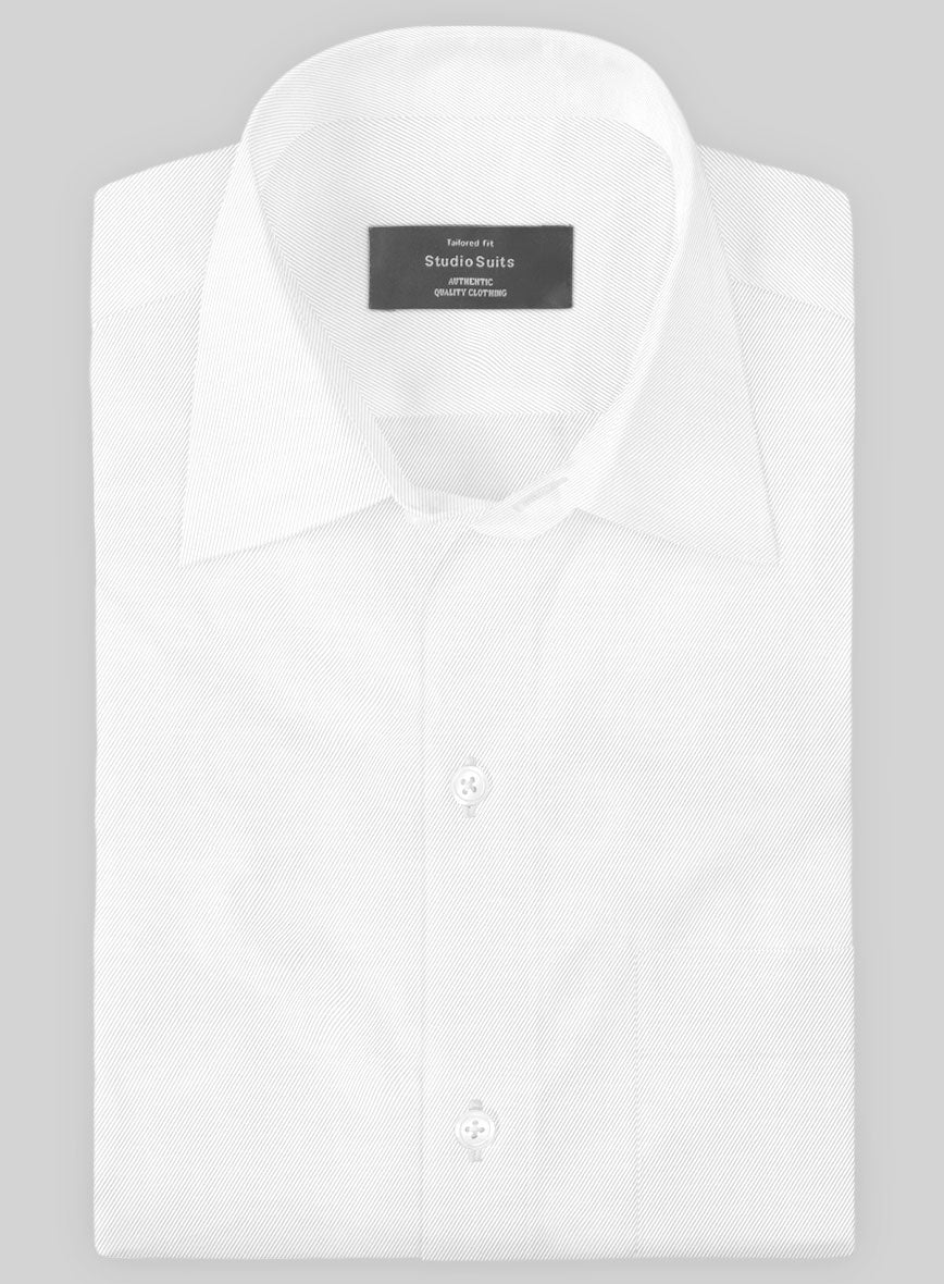 Italian Lombardo Twill White Shirt - StudioSuits