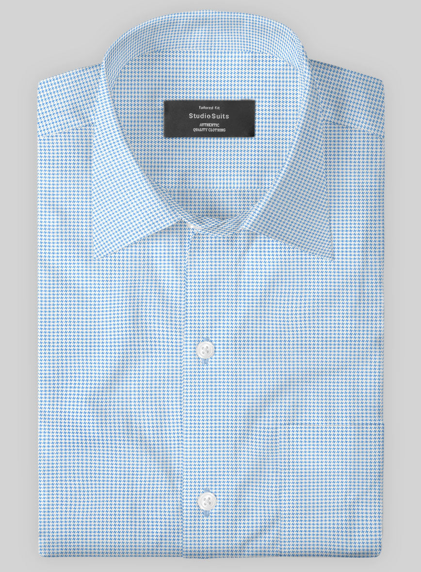Italian Lombardo Weft Coral Blue Shirt - StudioSuits