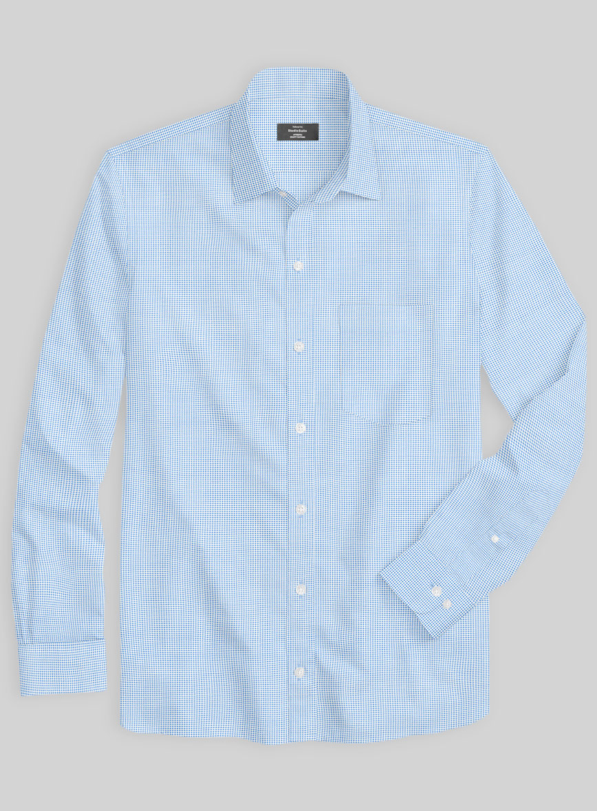 Italian Lombardo Weft Coral Blue Shirt - StudioSuits