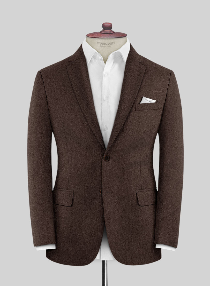 Italian Iucef Cocoa Brown Wool Jacket - StudioSuits