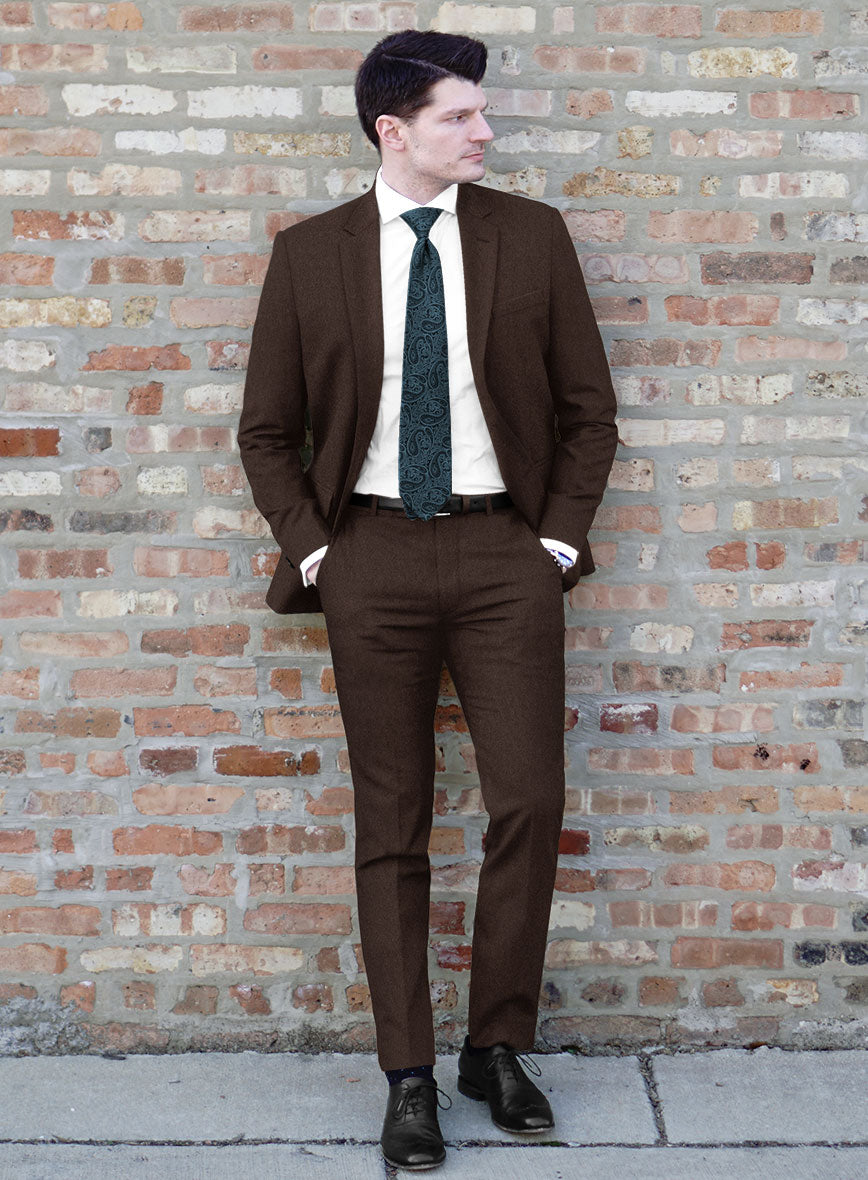 Italian Iucef Cocoa Brown Wool Suit - StudioSuits