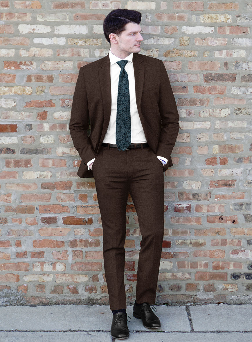 Italian Iucef Cocoa Brown Wool Suit - StudioSuits