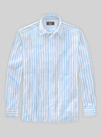 Italian Mabel Blue Awning Stripe Shirt - StudioSuits