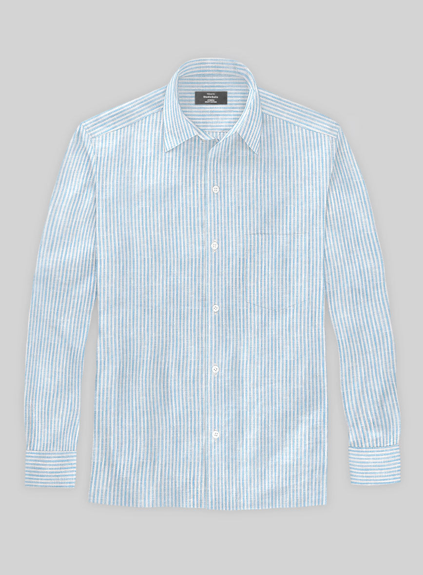 Italian Mabel Blue Bengal Stripe Shirt - StudioSuits