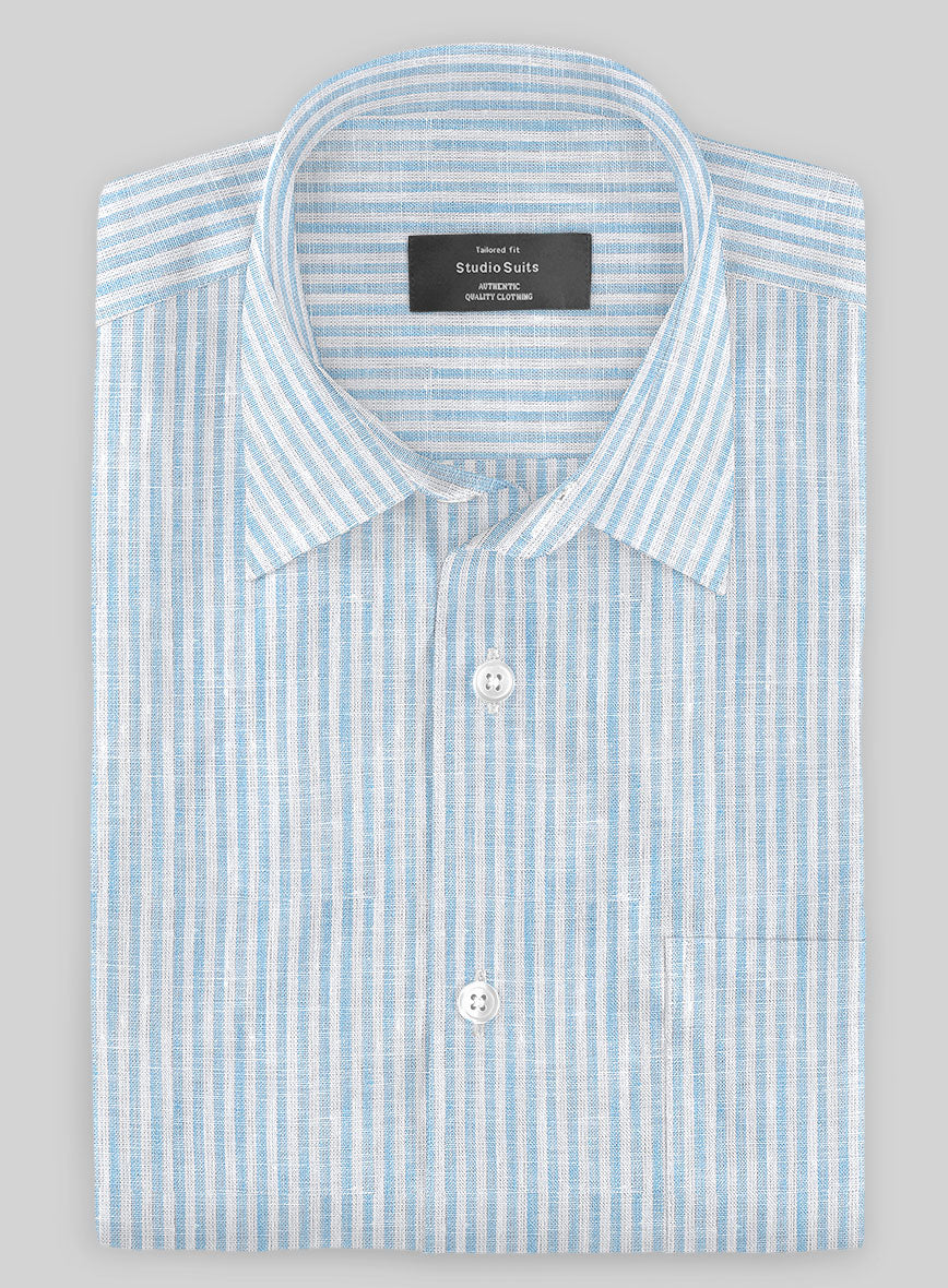 Italian Mabel Blue Bengal Stripe Shirt - StudioSuits