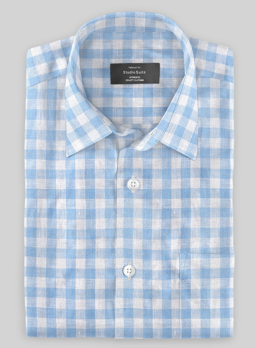 Italian Mabel Blue Check Shirt - StudioSuits
