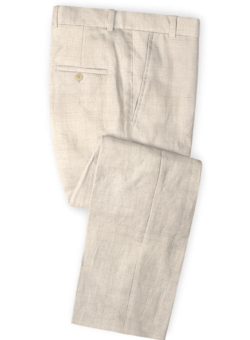 Italian Magna Beige Linen Pants - StudioSuits