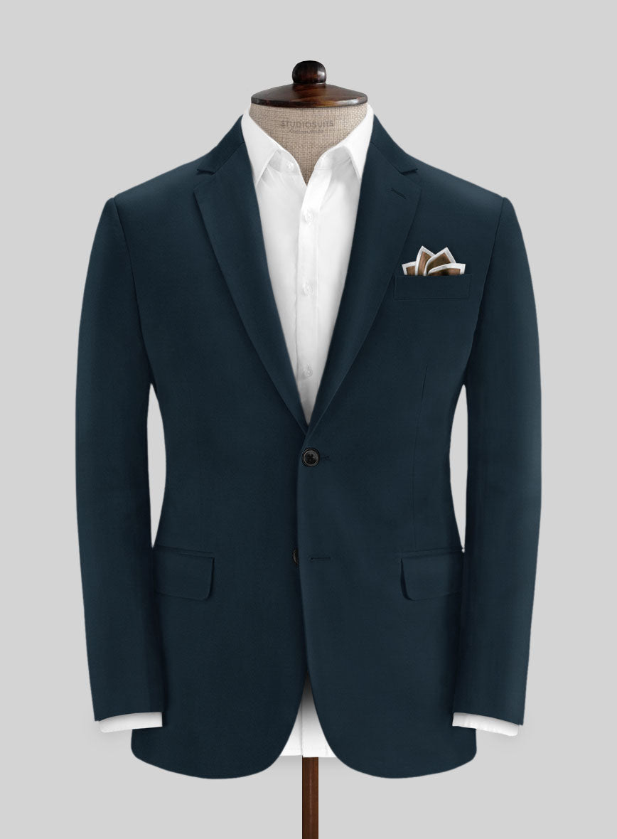 Italian Marine Blue Cotton Stretch Suit - StudioSuits