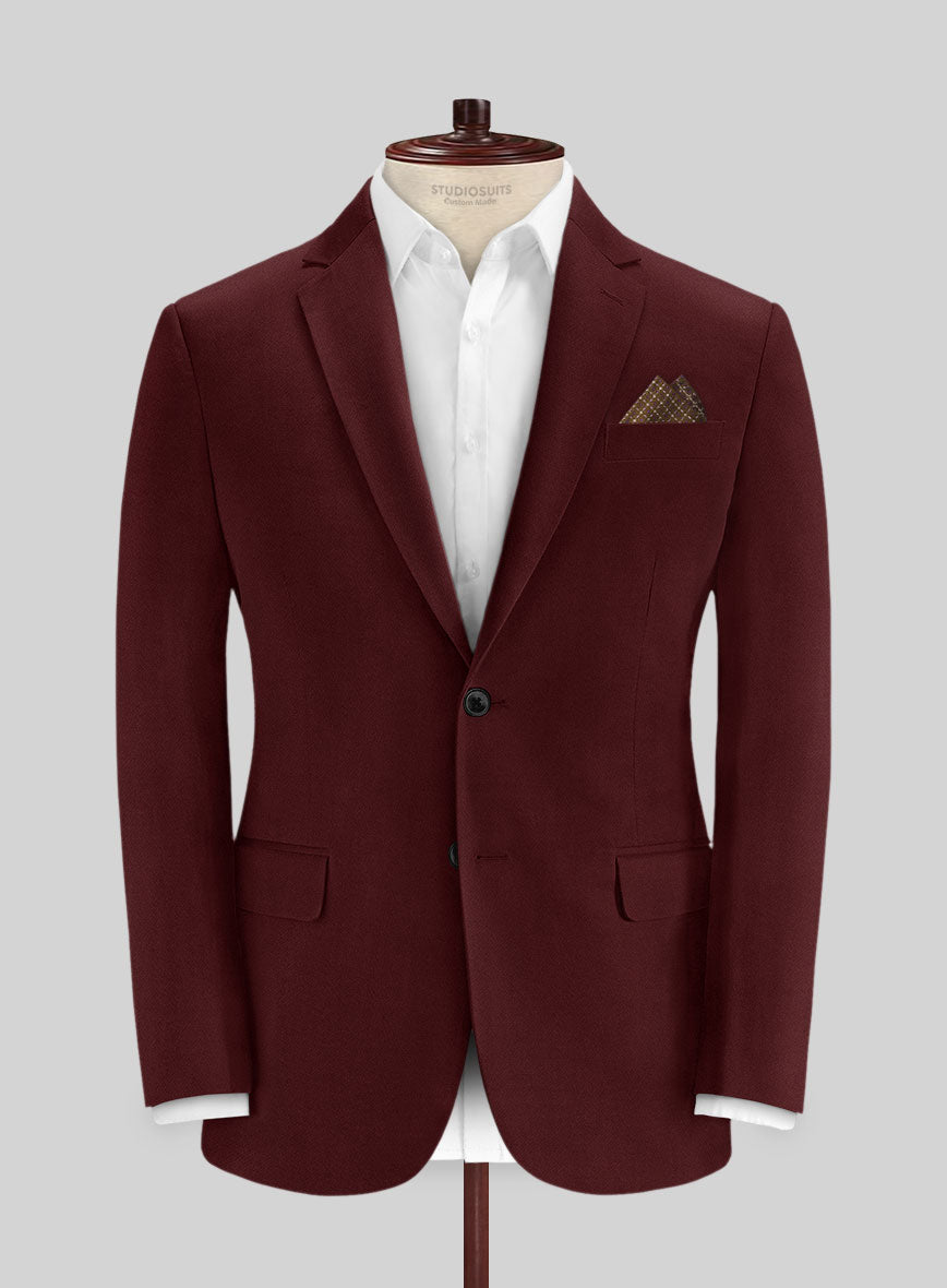 Italian Maroon Cotton Stretch Jacket - StudioSuits